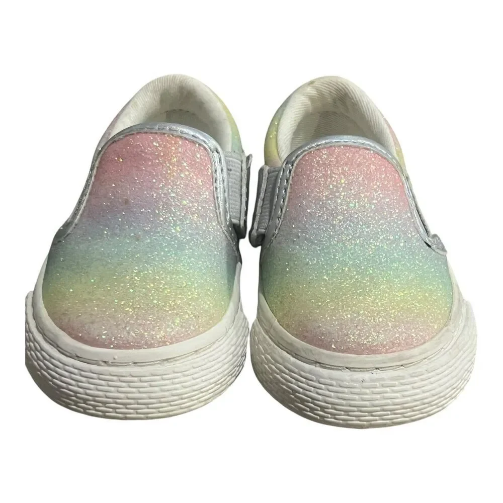Children place Glitter Rainbow Ombre Slip On Sneakers Baby Girl